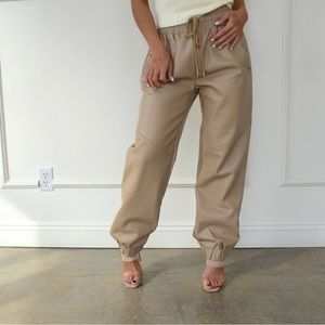 Faux leather joggers